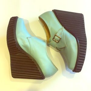 Deena & Ozzy Platform Oxford Baby Blue Wedges